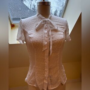 White sheer unique Vintage  bow top